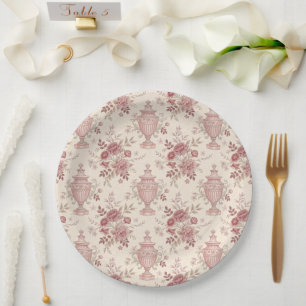 Assiettes En Carton Vases Floraux Fantaisistes Rose Élégant