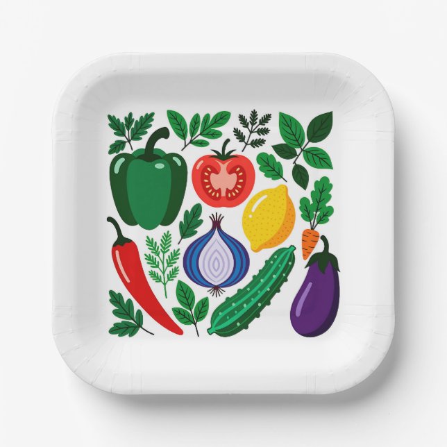Assiettes En Carton Vegetable pattern (Recto)