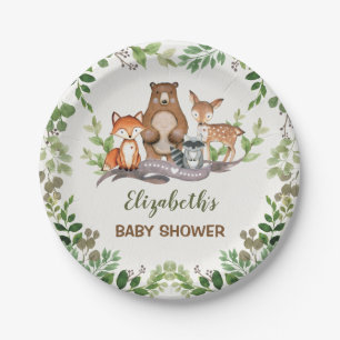 Assiettes En Carton Végétation Bois Bébé Animaux Douche 1er annive