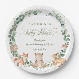 Assiettes En Carton Végétation boisée rustique Baby shower neutre