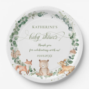 Assiettes En Carton Végétation boisée rustique Baby shower neutre  