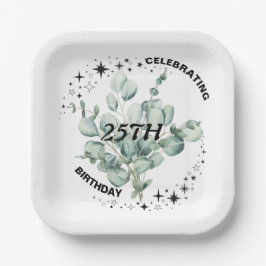 Assiettes En Carton Végétation Floral Sky Star Anniversaire Célébratio