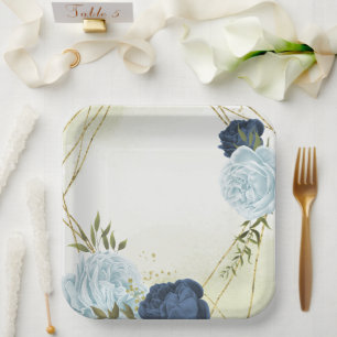 Assiettes En Carton végétation marine et bleu poussiéreux