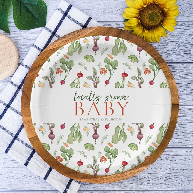 Assiettes En Carton Végétaux Marché Agricole Cultivé Localement Bébé (locally grown baby shower plate decoration )
