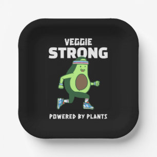 Assiettes En Carton Veggie Strong, Powered by plantes