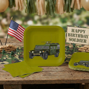 Assiettes En Carton Véhicule Tactique Tout-Terrain Humvee Militaire