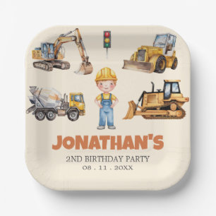 Assiettes En Carton Véhicules de construction tendance Cute fête d'ann