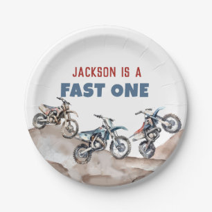 Assiettes En Carton Vélo droit Fast Un Anniversaire Plaques papier