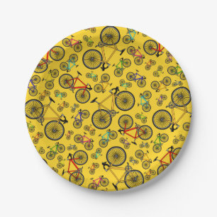 Assiettes En Carton Vélos jaunes de route