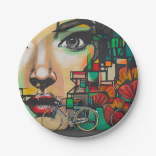 Assiettes En Carton Vélos sur le mur de Graffiti