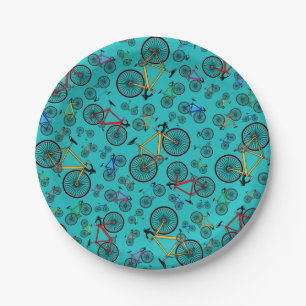 Assiettes En Carton Vélos turquoise