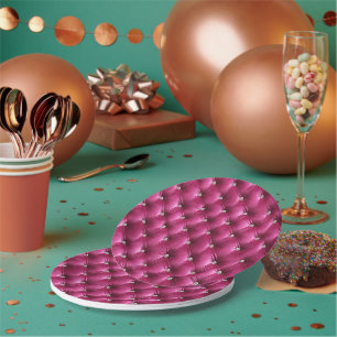 Assiettes En Carton Velours Luxe Glamour Rose Faux