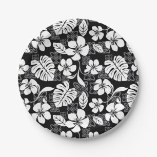 ASSIETTES EN CARTON VENDREDI ALOHA (NOIR & GRIS)