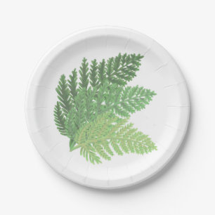 Assiettes En Carton Verdure botanique Moss Green Fern