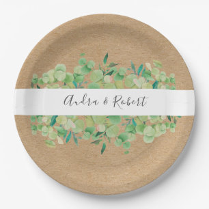 Assiettes En Carton Verdure rustique Eucalyptus Garland Mariage