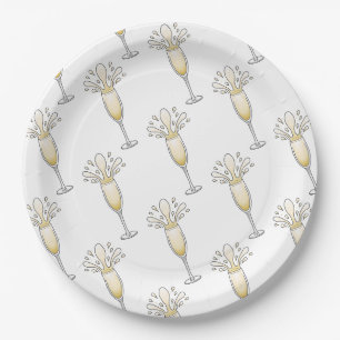 Assiettes En Carton Verre de Champagne du Nouvel An