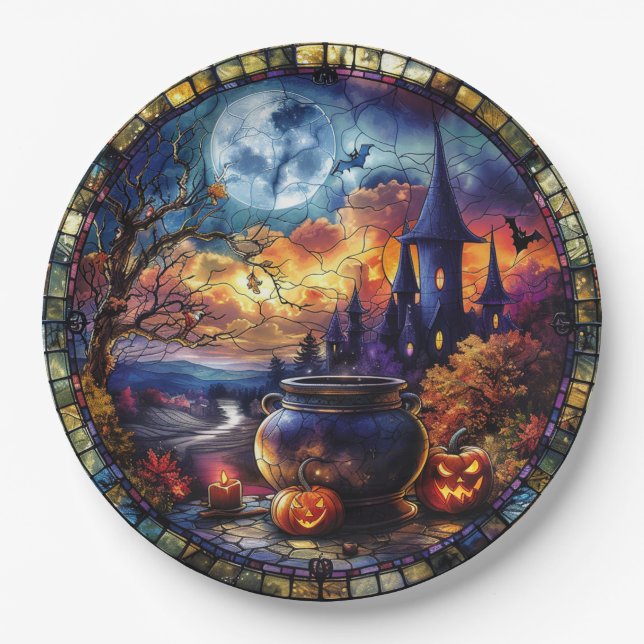 Assiettes En Carton Verre de la sorcière Cauldron (Devant)