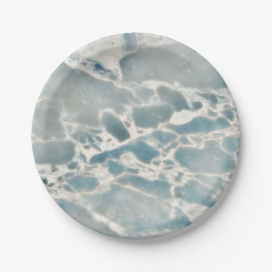 Assiettes En Carton Verre de mer de plage Océan Blues Teal Aqua Marbre