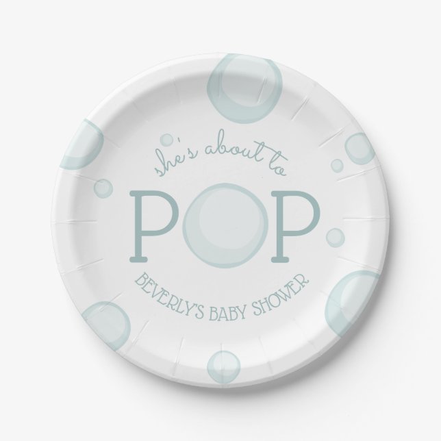 Assiettes En Carton Vers le Baby shower de bulles pop (Devant)