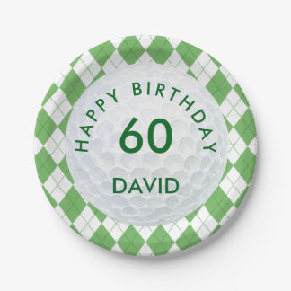 Assiettes En Carton Vert Argyle Plaid Golf 60e Anniversaire