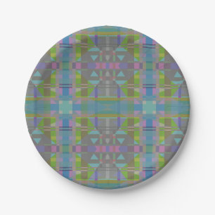 Assiettes En Carton Vert bleu violet géométrique