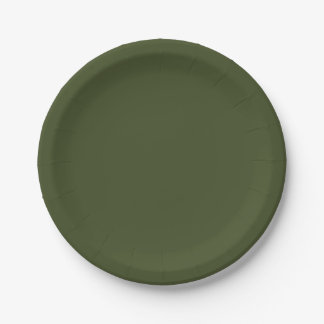 Assiettes En Carton Vert de l'armée couleur unie