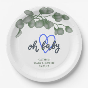 Assiettes En Carton Vert de marque personnalisée Oh Baby   BABY SHOWER