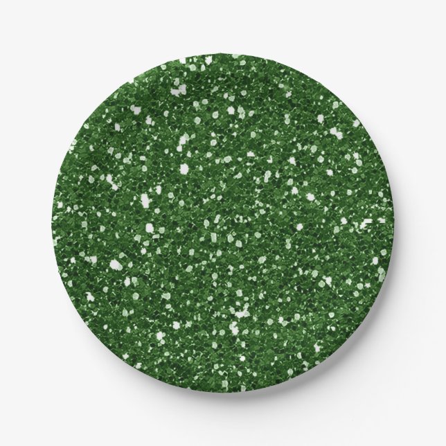 Assiettes En Carton Vert Émeraude Étincelle Paillettes Glam Fête Perso (Devant)