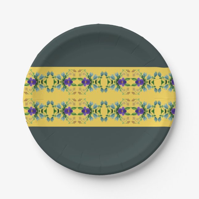 Assiettes En Carton Vert Foncé Et Jaune (Devant)