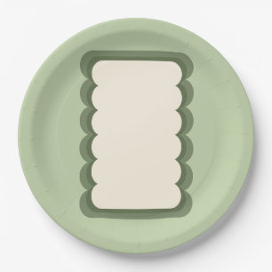 Assiettes En Carton Vert pastel de forme ondulée rétro