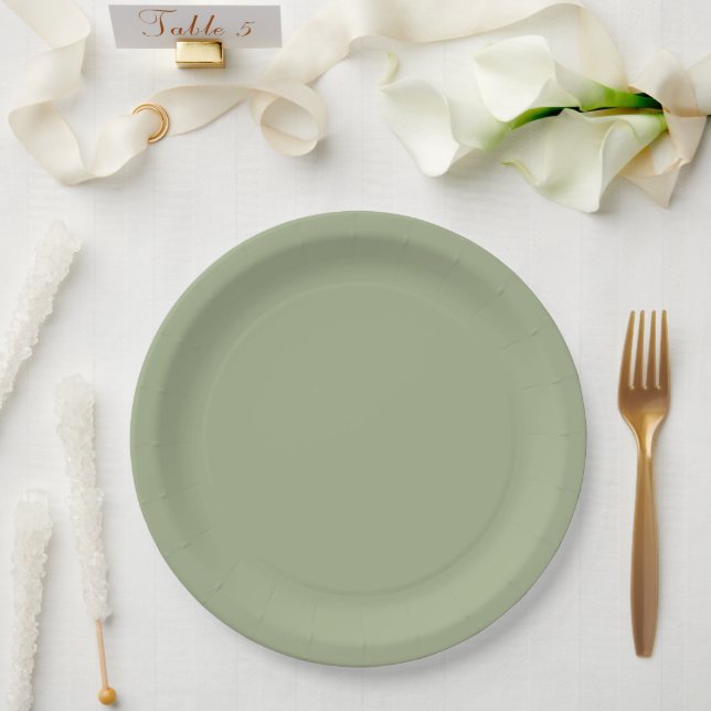 Assiettes En Carton Vert sage (Mariage)
