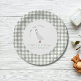Assiettes En Carton Vert Sage Prépa Silly Little Goose Baby Shower