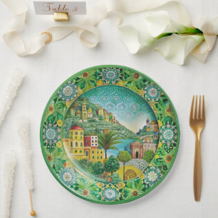 Assiettes En Carton Vert sicilien : Plaque de papier de mélamine