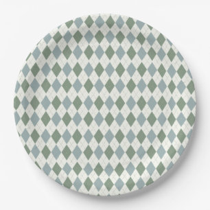 Assiettes En Carton Verte et Jacquard Taupe Motif-Élégant Versatile