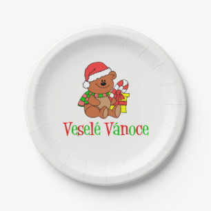 Assiettes En Carton Vesele Vanoce Tchèque Plaques d'ours de Noël