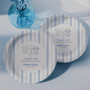 Assiettes En Carton Vêtements de bébé vintage bleu toile garçon Baby S