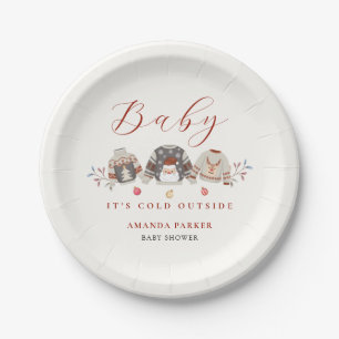 Assiettes En Carton Vêtements d'hiver mignons Baby shower de Noël