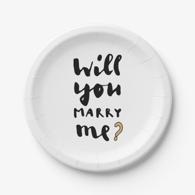 Assiettes En Carton Veux-tu m'épouser ? (Devant)