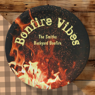 Assiettes En Carton Vibes Bonfire personnalisées 