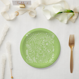 Assiettes En Carton Vibes de Plage Tropicale