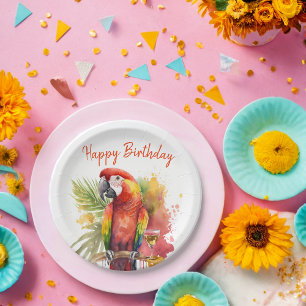 Assiettes En Carton Vibes d'été Parrot - Anniversaire