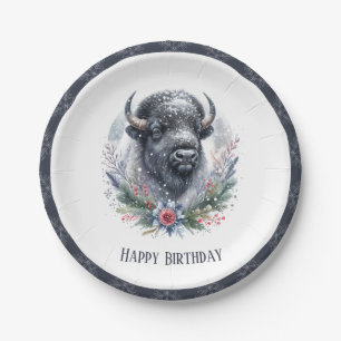 Assiettes En Carton Vibes d'hiver Buffalo américain - Anniversaire