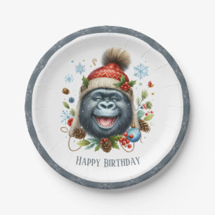 Assiettes En Carton Vibes d'hiver Gorilla - Anniversaire