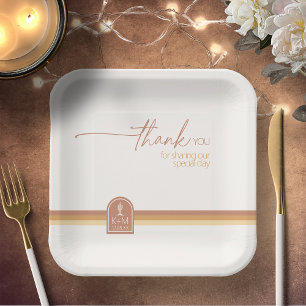 Assiettes En Carton Vibes du désert Merci Mariage Terra Cotta ID1019