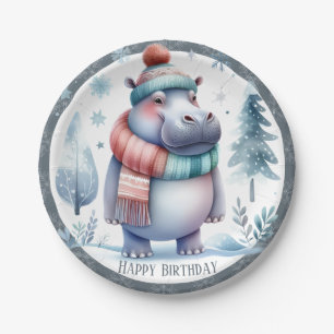 Assiettes En Carton Vibes hivernales Hippopotamus - Anniversaire