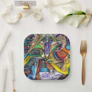 Assiettes En Carton Vibes urbaines vibrantes - Graffiti Art