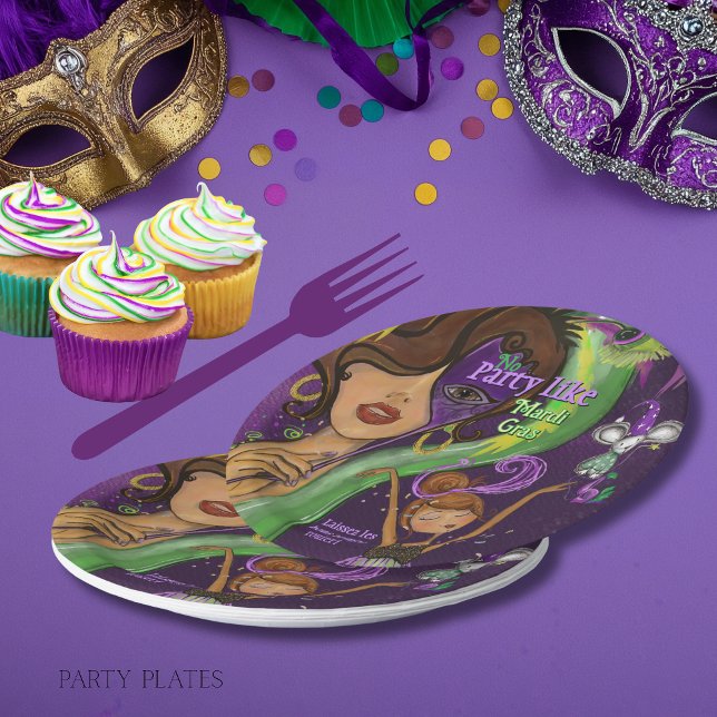 Assiettes En Carton Vibrant Fun Mardi Gras Masquerade  (Vibrant Fun Mardi Gras Masquerade Paper Plates)