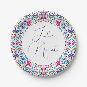 Assiettes En Carton Vibrant mexicaine Fiesta Style Mariage arc-en-ciel