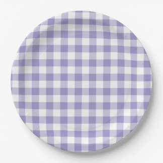 Assiettes En Carton Vichy écossais lilas pâle