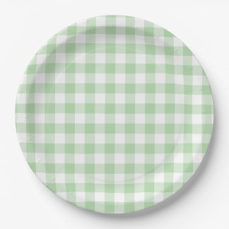 Assiettes En Carton Vichy vert pâle